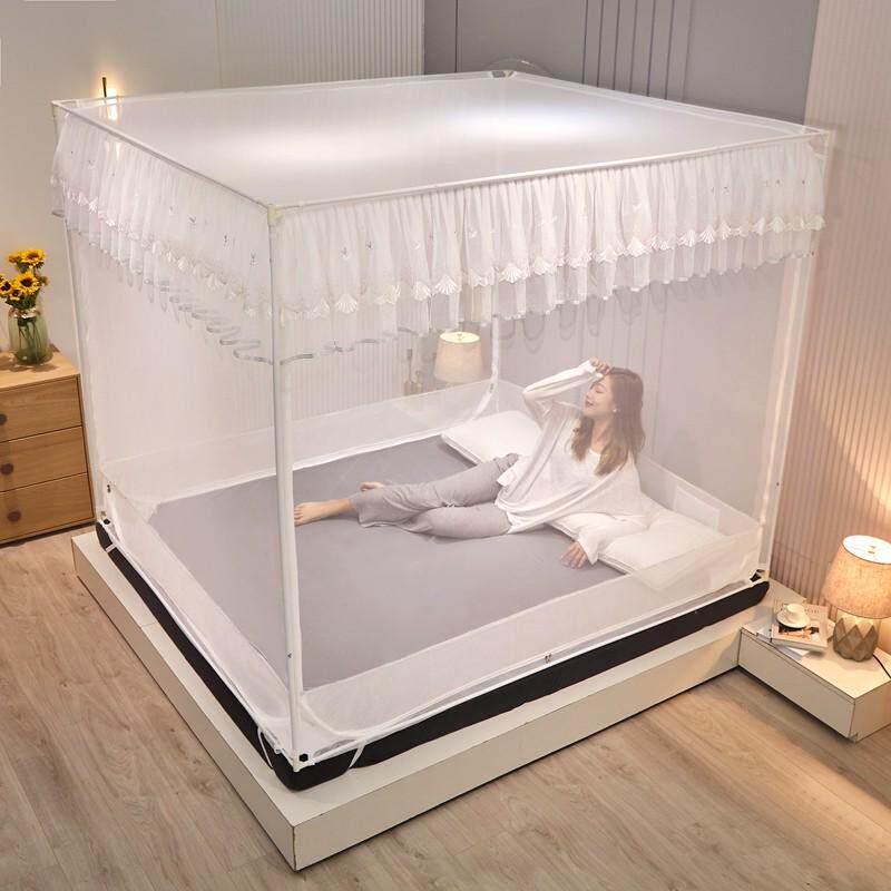 u型蚊帐宫廷三开门底坐床底拉链全回帐蒙古包摔防儿童风方公主式