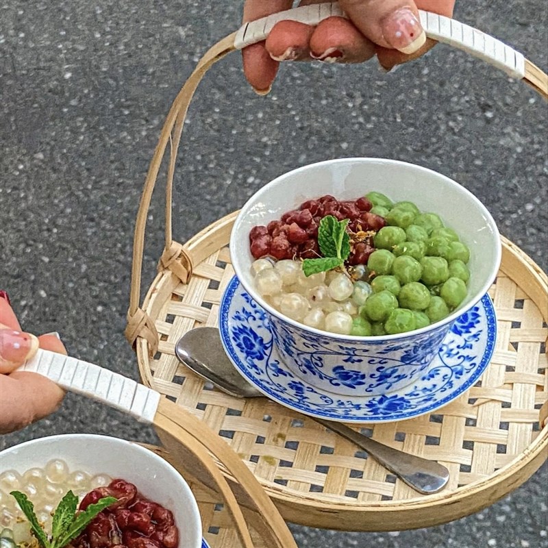 下午茶手提竹编篮子套装陶瓷甜品咖啡大号青花瓷莲花三才泡茶盖碗