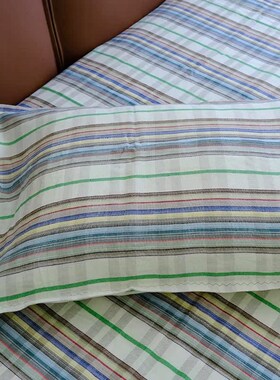 哈麻双鹤纯亚麻床单凉席全麻亚麻老式格子三件套枕套枕套凉席枕袋