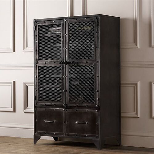 美式乡村loft风格全铁皮柜子餐边柜斗柜铁艺碗柜复古收纳柜储物柜
