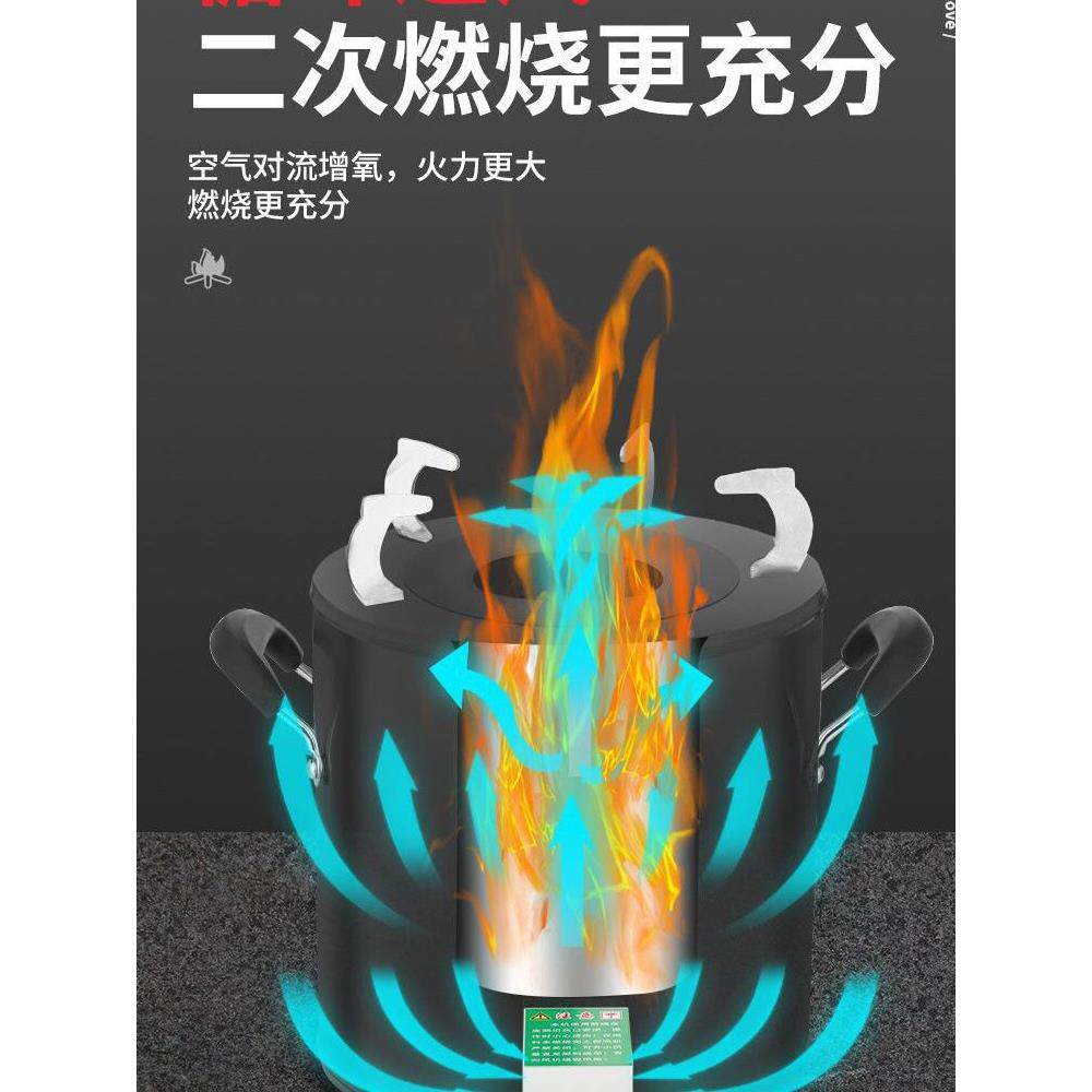 柴火灶节餐能ZXI家用柴式火气外化炉农村无烟便携环保不锈钢户野