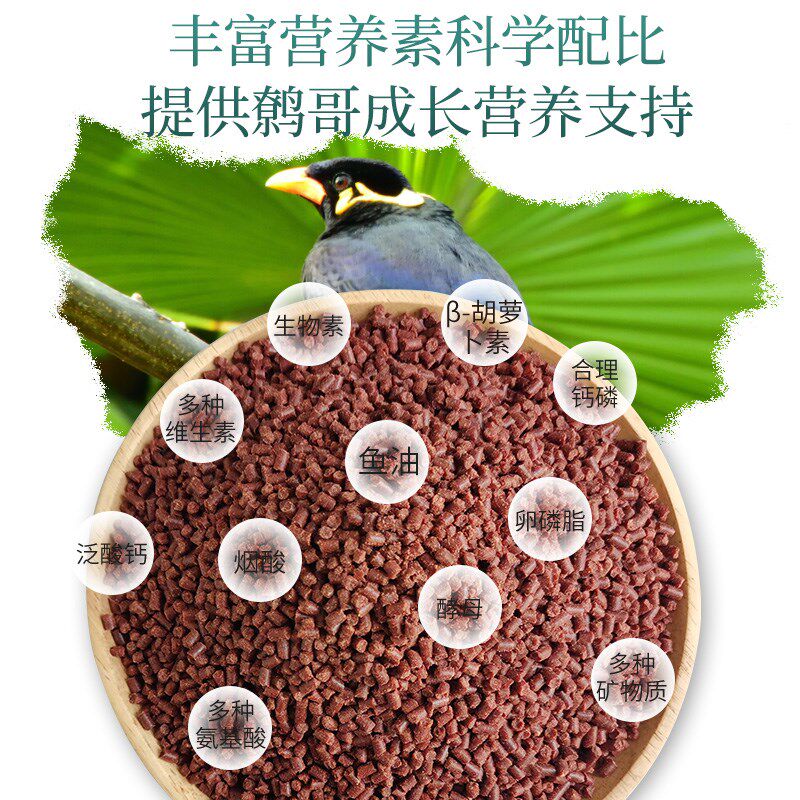 开元桶装全价鹩哥鸟食八哥专用饲料鸟粮宠物鸟营养益生菌天然粮