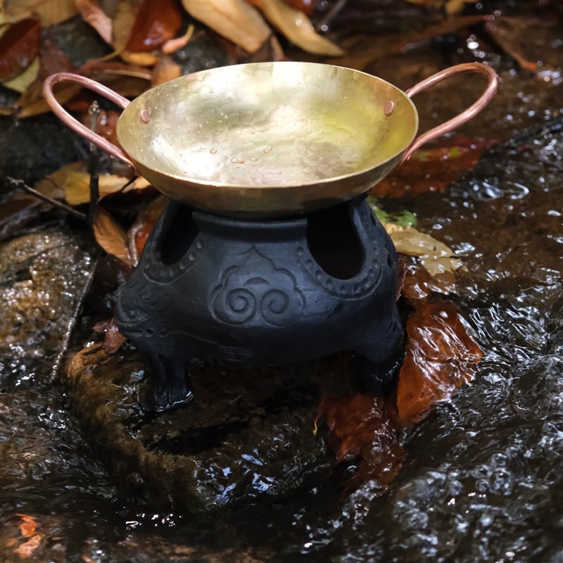 手工迷你黄铜煎蛋锅 日式紫铜锤纹小号煎锅炒锅烤茶锅可爱复古