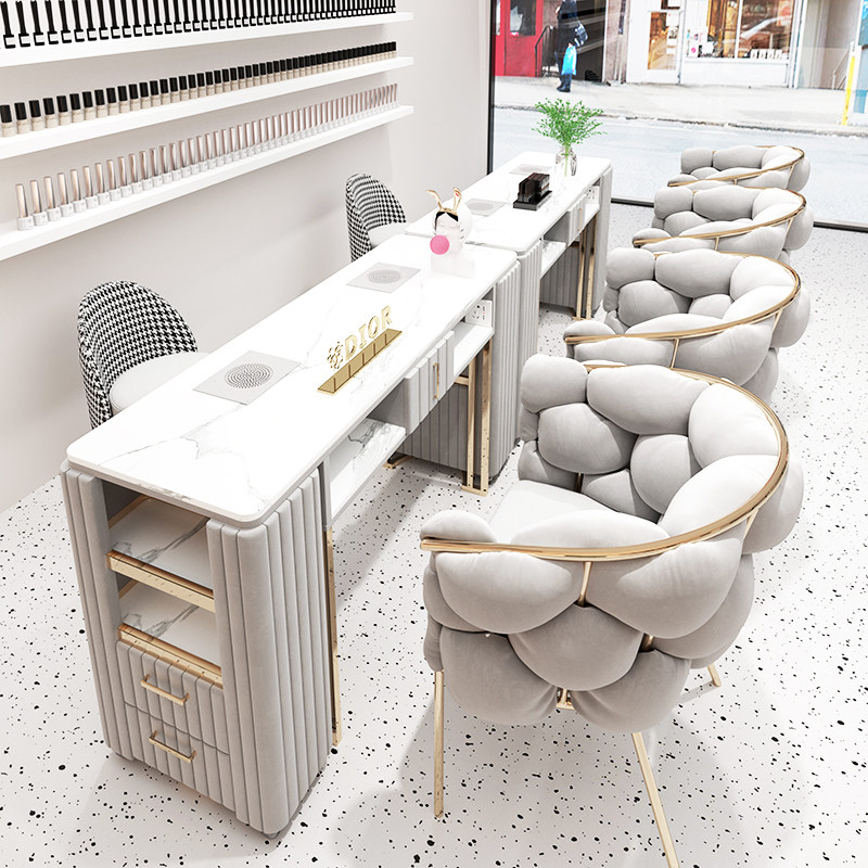中闽芸尚大功率吸尘器美甲桌椅套装组合带插座美甲台大理石修甲桌
