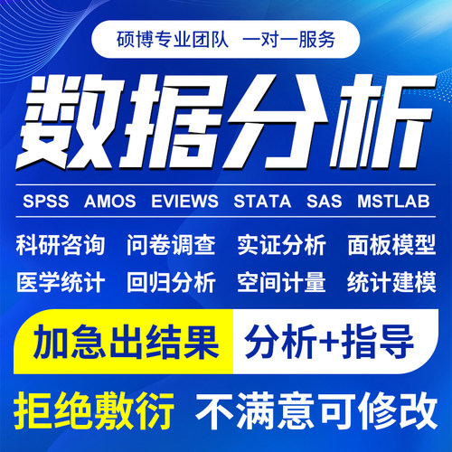SPSS数据分析/STATA实证医学/金融统计学经济/eviews计量论文检测