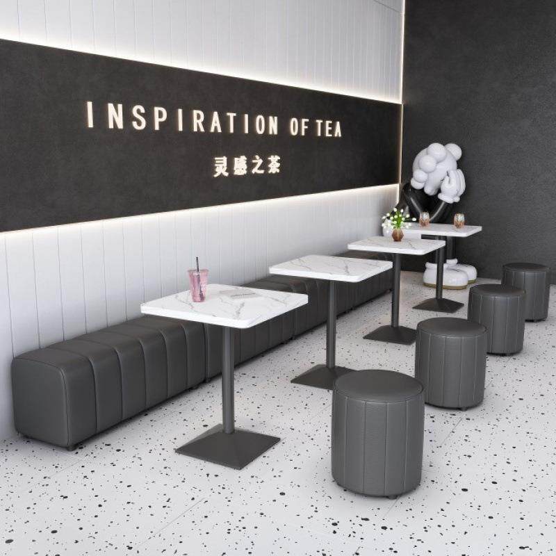 餐厅靠墙卡座沙发 咖啡厅奶茶店书吧桌椅 工业风商用无靠背长条凳