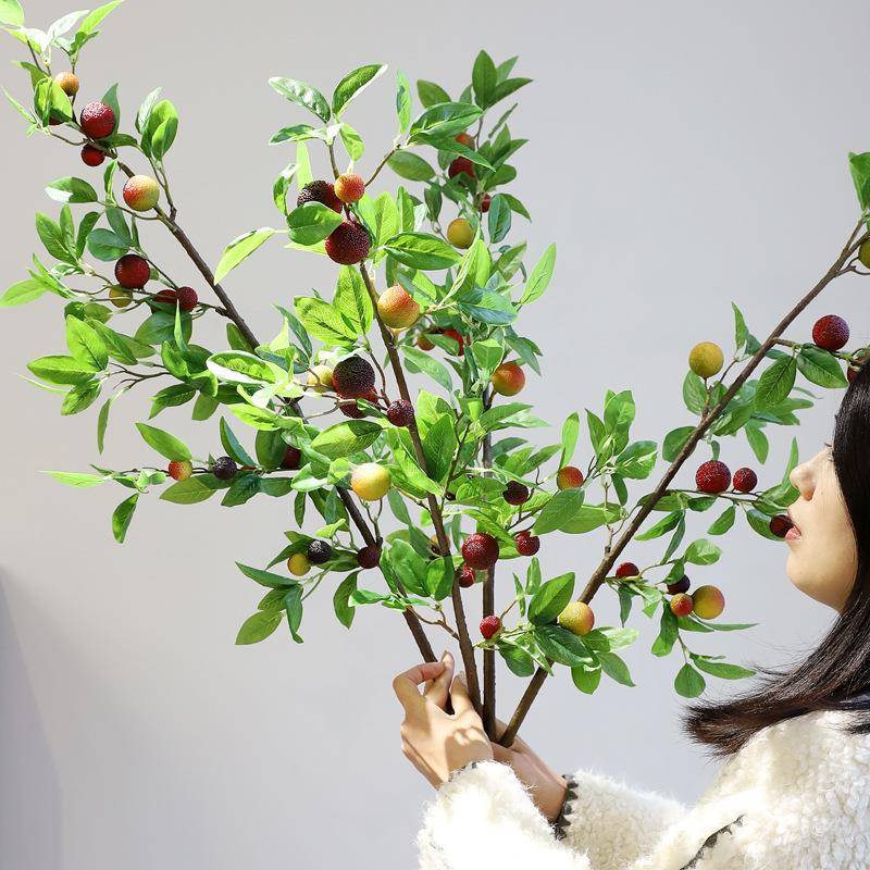 仿真花杨梅新年家居装饰仿真果实发财果假花浆果绿植插花拍摄道具
