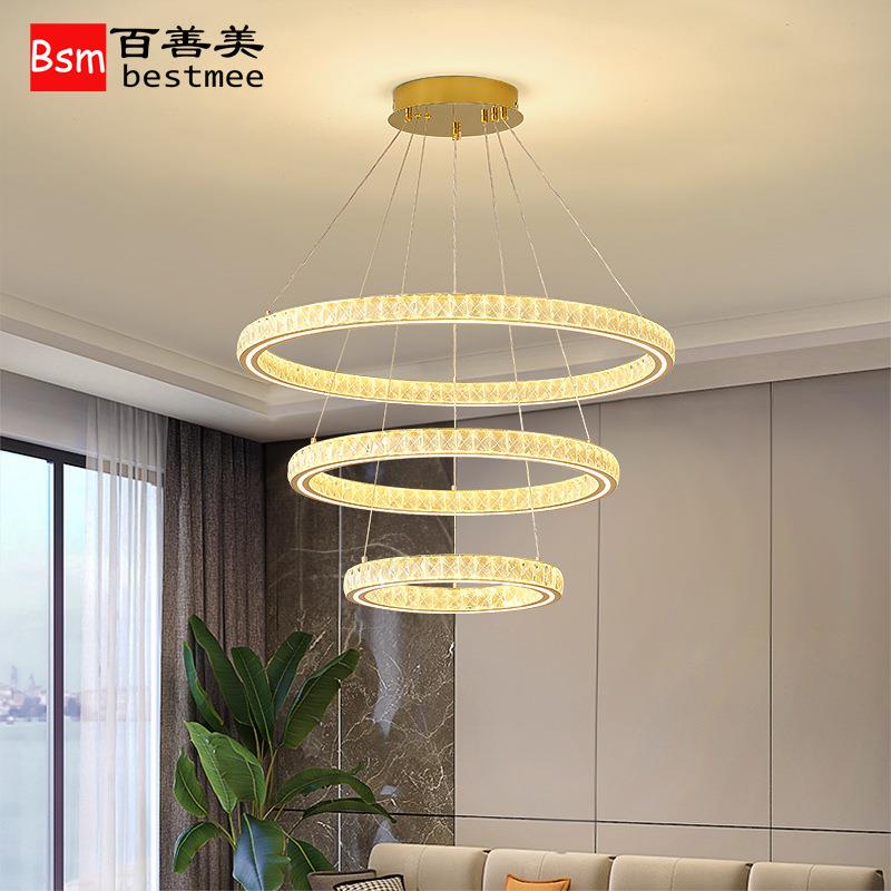 2024年新款灯客厅餐厅水晶大灯多层温馨挑高轻奢大气楼梯间吊灯