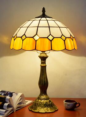 欧琈蒂凡尼创意简约地中海橙色卧室床头台灯酒吧餐厅宾馆琉璃灯具