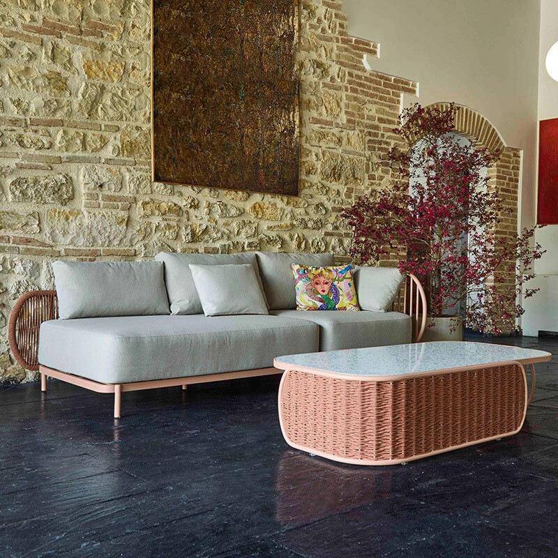 户外藤编沙发组合阳光房庭院民宿防水不锈钢设计师别墅酒店家具