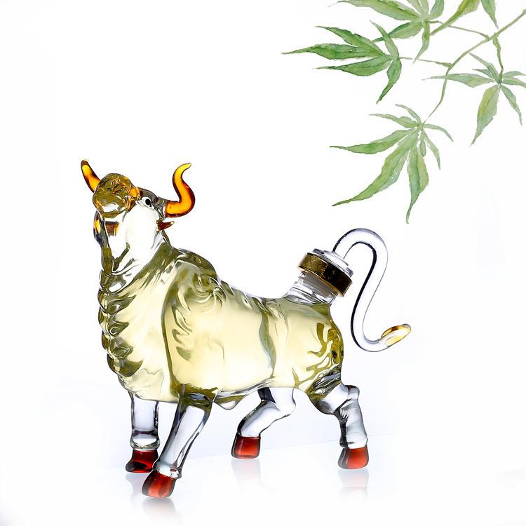 十二生肖瓶牛形XIX工艺玻红白酒人鹿参茸枸杞泡酒瓶优惠大牛造璃