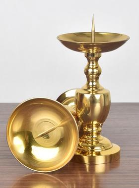 黄铜佛光身拉丝铜铜烛台蜡烛台厅葫芦蜡烛台家用客堂摆件厂家LWK