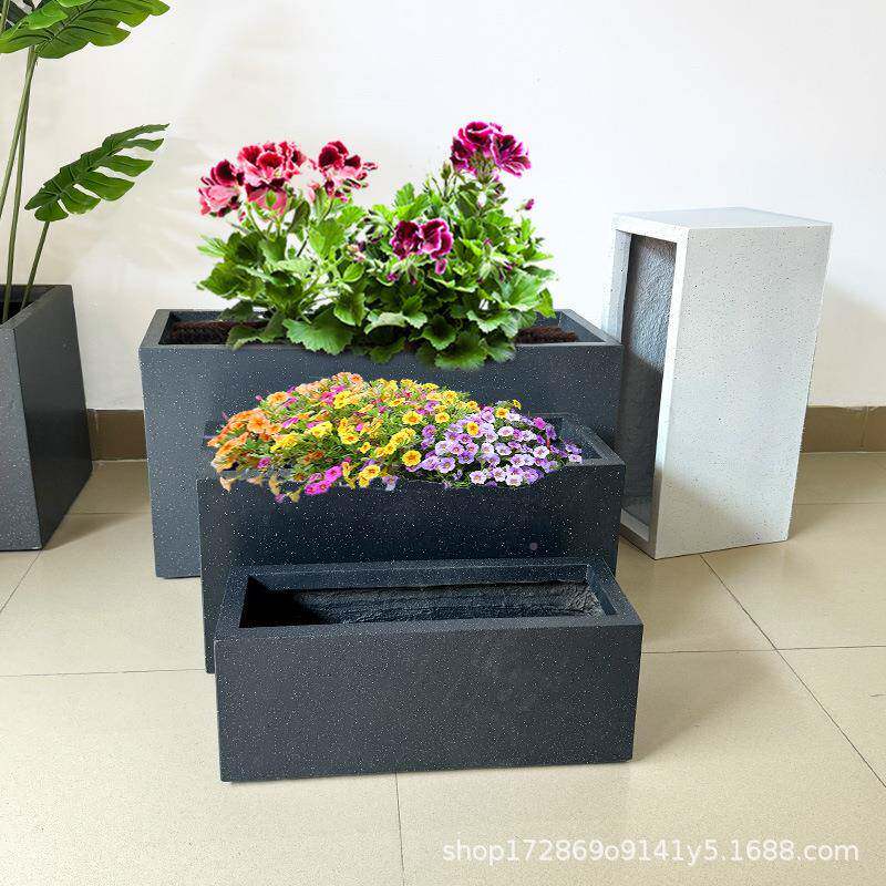北欧长方形花箱外院0139阳台种植隔花盆家用水庭泥断长条花槽户特