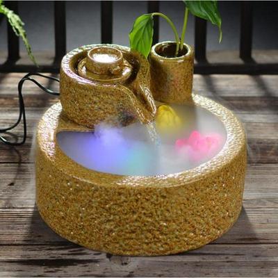 假厂家陶瓷山流水喷泉加湿化家居流鱼缸摆件高雾山流水SKS水器