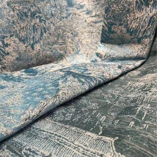 222源窗头工厂573新0中式 高精密提花帘水蓝色客厅垂直帘高档服装