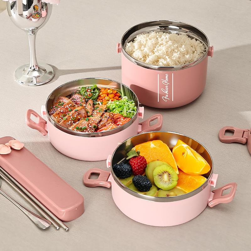 礼品型饭盒上班族保便携多层圆温饭桶大3容SXM量便当盒04不锈钢带
