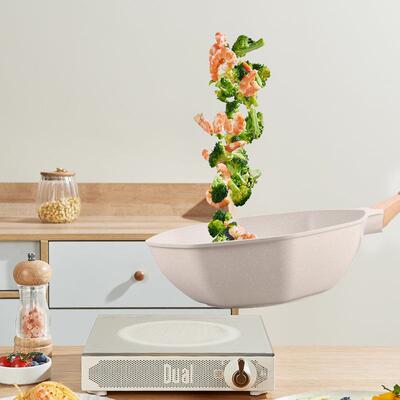 BJG严选高兹炉麦饭石不粘房锅家用厨锅具炒锅菜平底锅电磁通用八