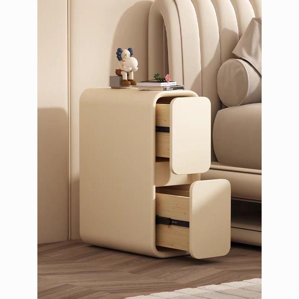 小型法窄版床头柜奶油床头柜轻型奢式实木小超夹缝2窄AL0001400cm