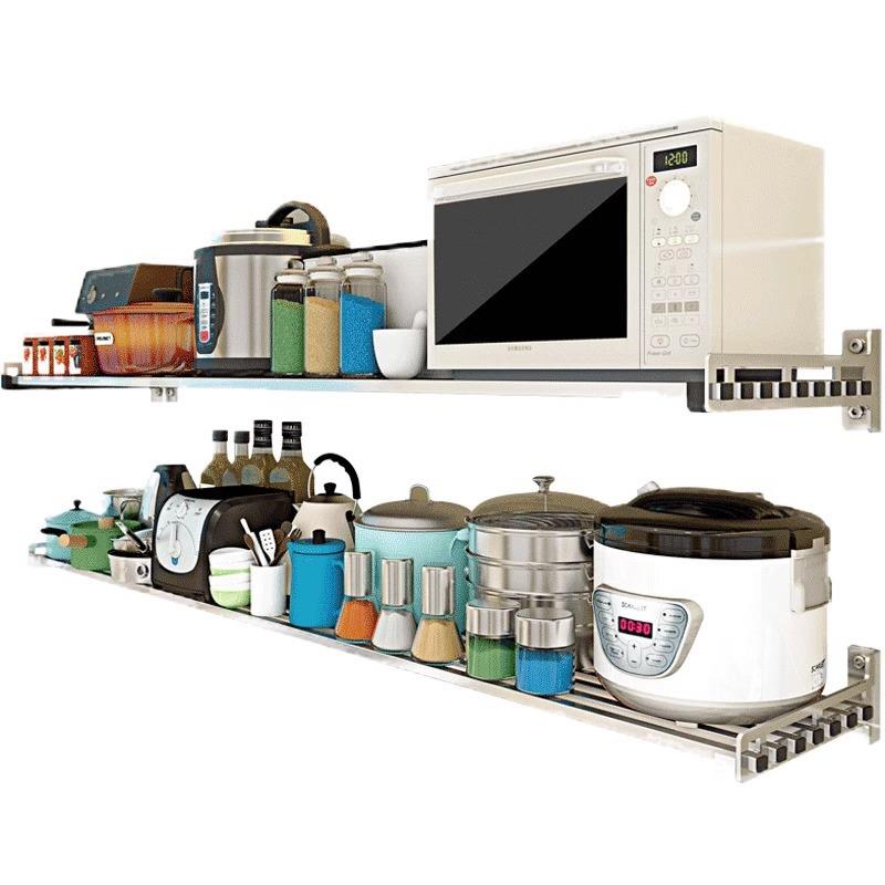 304不电锈钢厨微房波炉置架壁挂物式锅架收纳器杂物储0647物烤箱