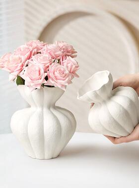 贝汉美法式侘寂花瓶白高RRRR2025级感摆件客桌面家复色居古厅艺术