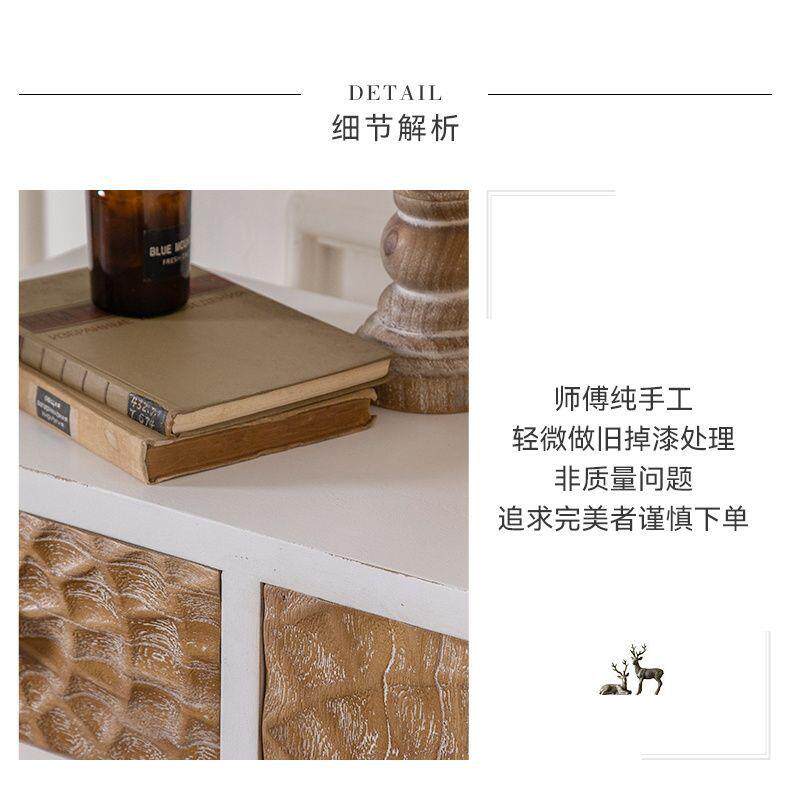 法式WCO复古卧室床头边柜实木做旧沙发侧柜民宿店厅家客用酒储物