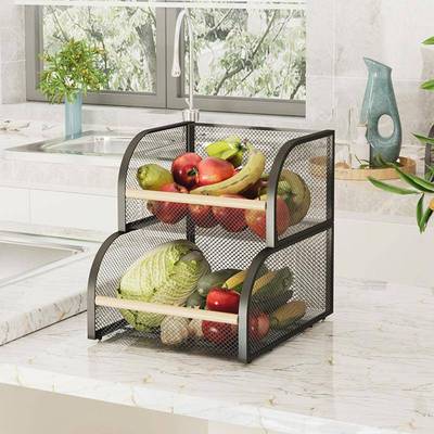 置新款双层食铁艺客厅水果零收纳盒zw033多能物架功超大容量蜂窝