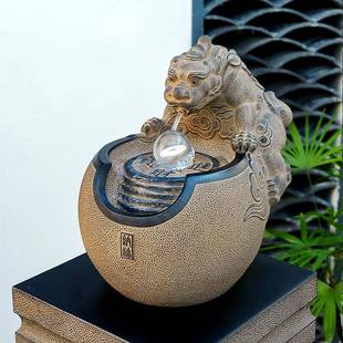 新中式 饰循水景观小型 招财流水摆件室内CUB环办厅公茶客室桌面装