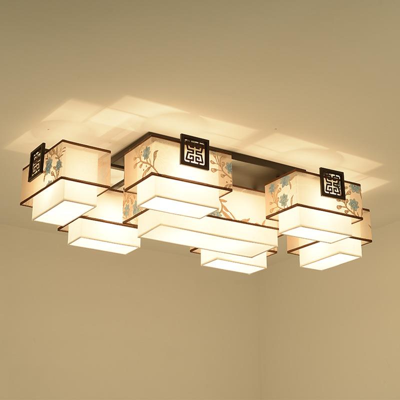 新中式吸顶灯简约大气客厅灯具 中国风刺绣餐厅卧室书房LED灯饰