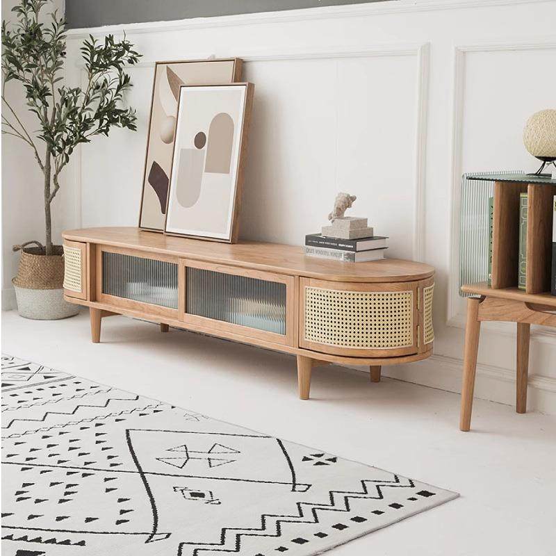 创意实木藤编电视柜现代简约圆弧形小户型客厅靠墙多功能视听柜,电子元器件市场,其它元器件,淘宝优惠券,粉丝福利购,淘宝优惠卷