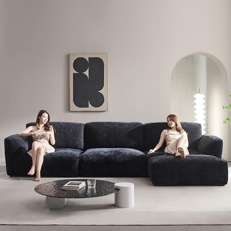 慕弈家具意式极简格兰德布艺沙发大户型客厅直排三人位网红雪尼尔