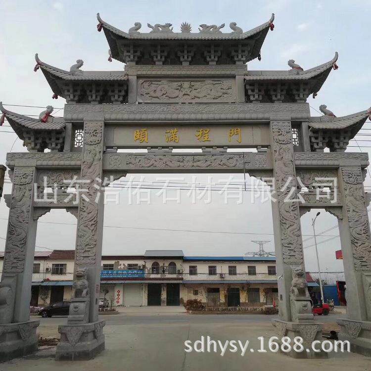 景五门七楼区花岗雕坊牌现货子柱717手工浮雕工艺