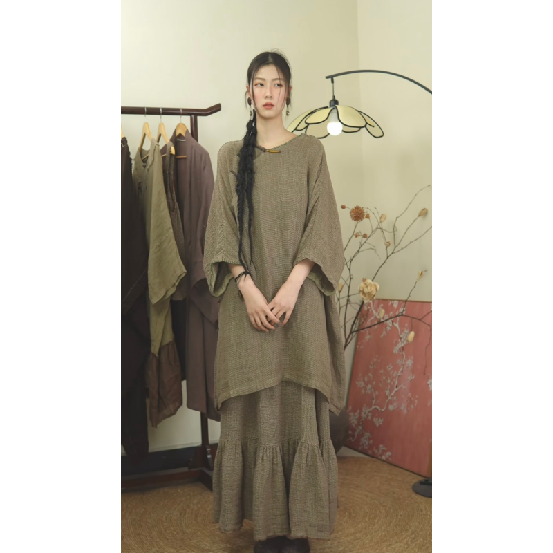 纪小倩【青萝】色织粗麻手工编织大袍子,女装/女士精品,汉服上装,淘宝优惠券,粉丝福利购,淘宝优惠卷