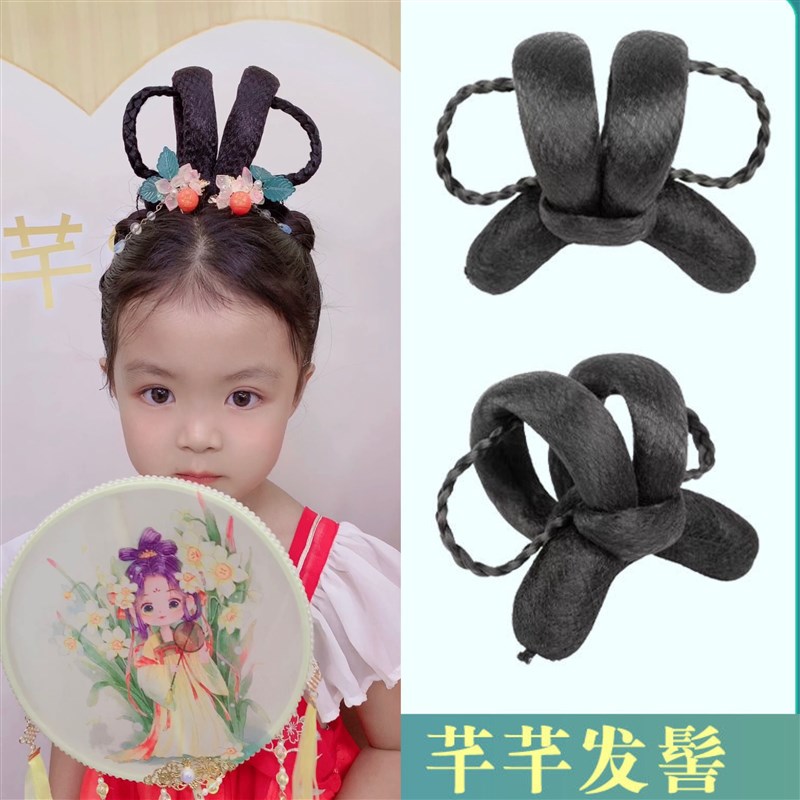 儿童一体式软发箍辫子古风假发