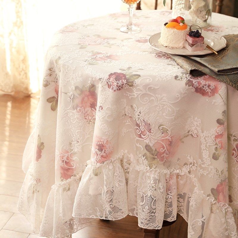 氛围感蕾丝餐桌布法式浪漫田园小清新方圆桌茶几台布盖巾北欧定制,居家布艺,桌布,淘宝优惠券,粉丝福利购,淘宝优惠卷
