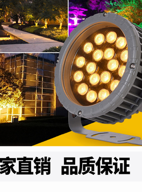 led车轮投光灯草圆形坪插地灯户外防水别墅庭院射树灯照树灯公园