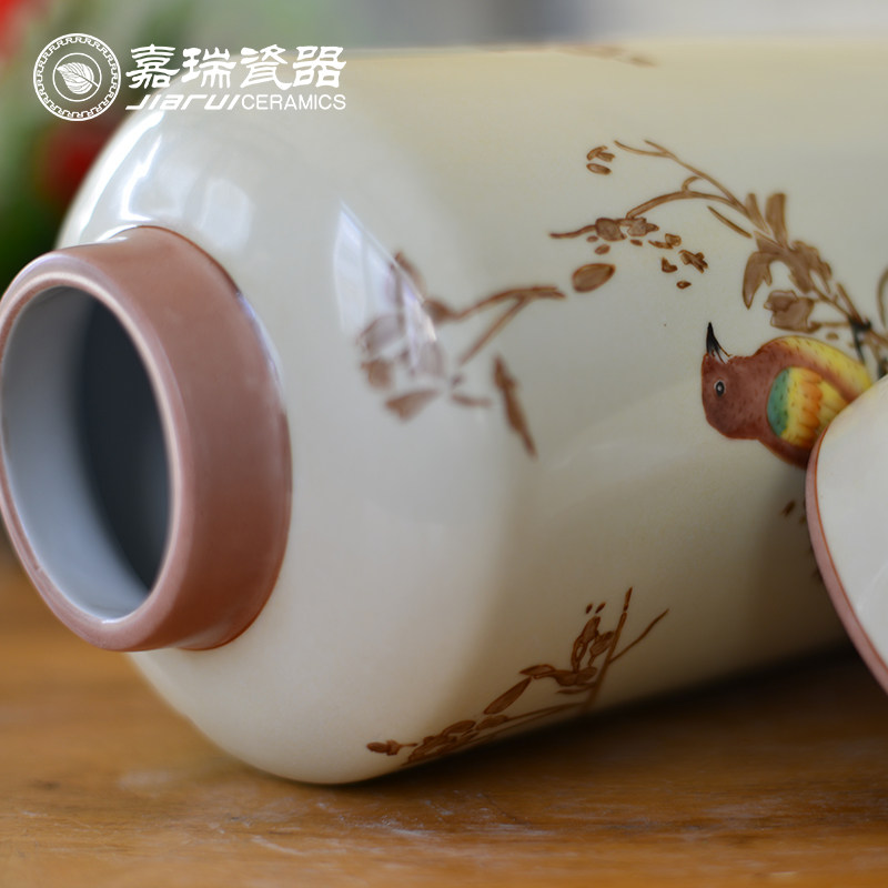 高20cm中式组合客厅彩绘茶叶罐陶瓷工艺摆件创意花瓶储物罐装饰品