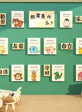 幼儿园办园理念环创境主题墙成品布置材料托管班大厅形象装饰文化