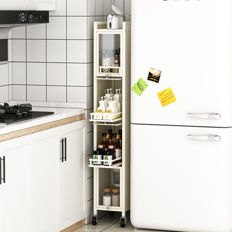 厨房夹缝收纳柜落地多层20/25/30cm宽冰箱旁边超窄储物柜小型