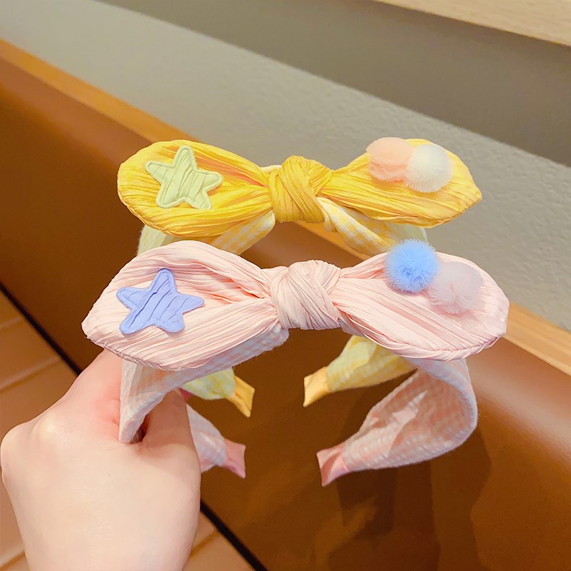 儿童发饰高级纱百变兔耳朵发箍小女孩可爱蝴蝶结头箍宽边压发发卡