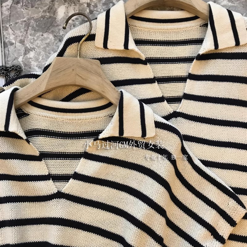 上身敲好看,不挑身材!撞色条纹polo领宽松廓形针织上衣+连衣裙