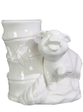 德化陶瓷笔筒老鼠牛虎兔子龙蛇马羊猴鸡狗十二生肖工艺品动物摆件