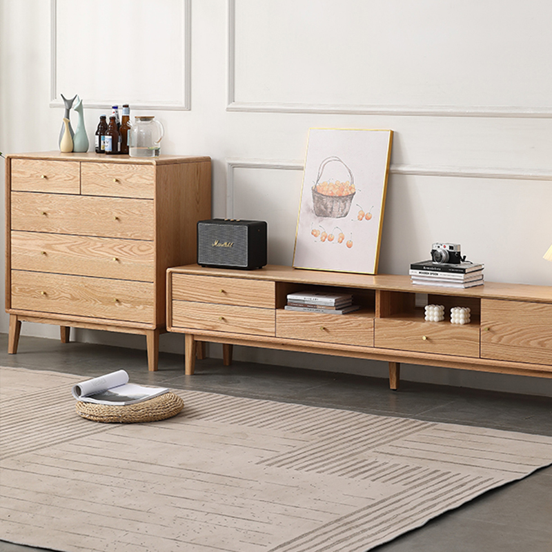 匠米诺纯实木五斗柜家具简约原木抽屉柜五斗柜北欧橡木卧室储藏柜