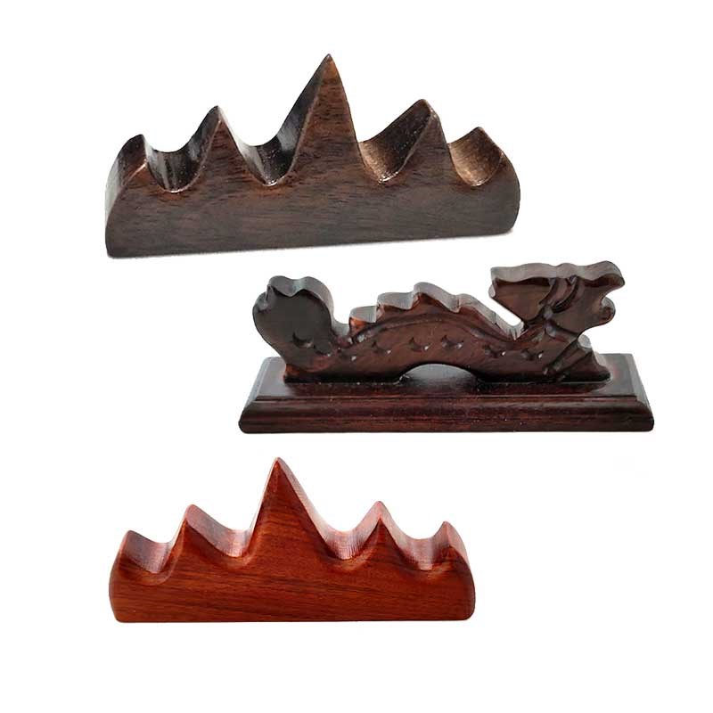 五指山形实木笔搁复古风笔架龙形黑色笔山毛笔托文房书法用品包邮