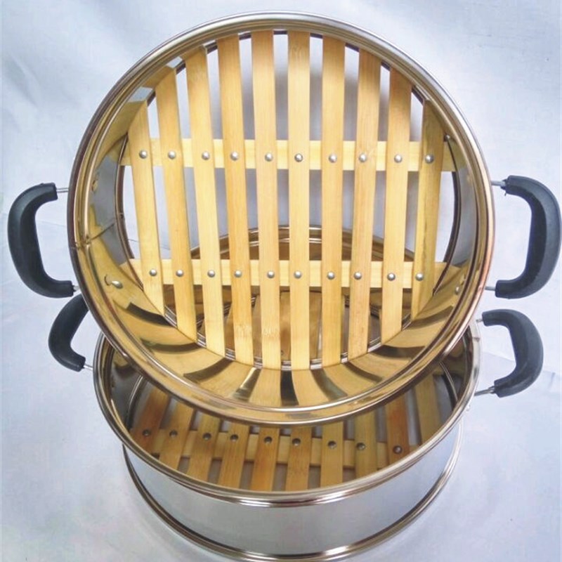 24CM-40CM电热锅不锈钢笼屉 竹篦子蒸屉 蒸笼蒸锅篦子竹笼屉 蒸架