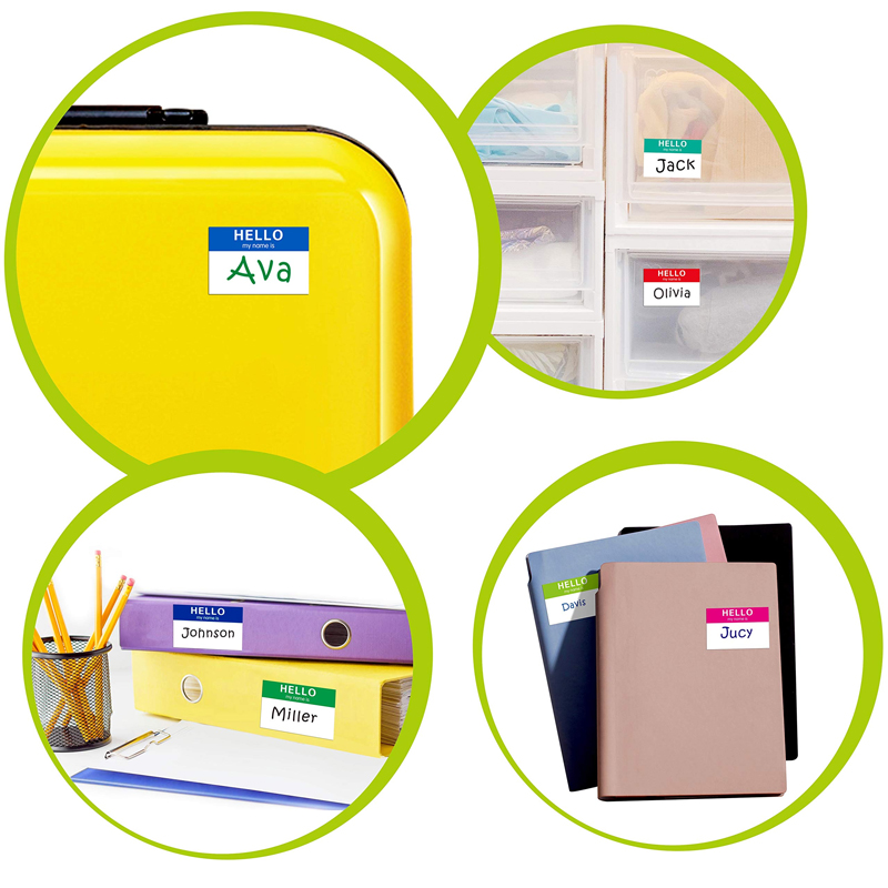 150张/包英文长方形姓名贴纸15种颜色儿童名字贴手写自粘标签文具