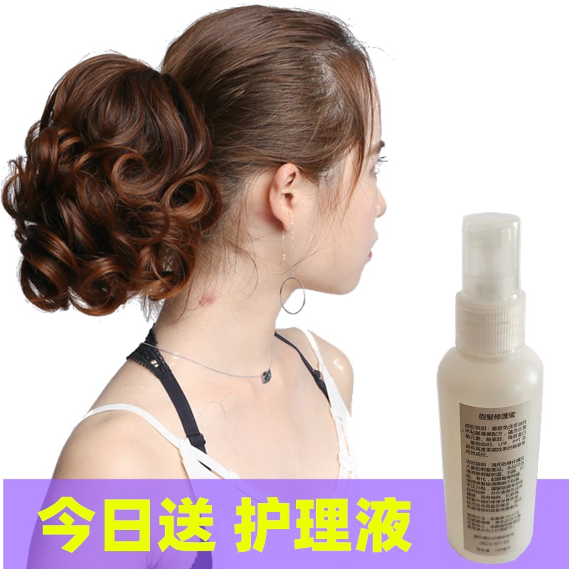 假发女网红主播盘发马尾自然逼真大波浪梨花卷发绑带抓夹马尾辫子