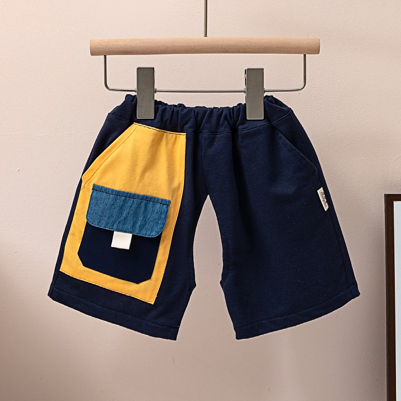 宝宝开裆短裤纯棉夏装男童工装裤洋气女童休闲中裤裤子夏季开档