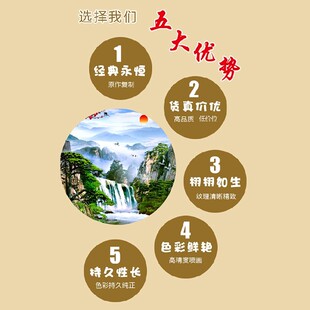 高清竖幅国画锦绣山河旭日东升风景有山有水靠山图背景墙壁装饰画