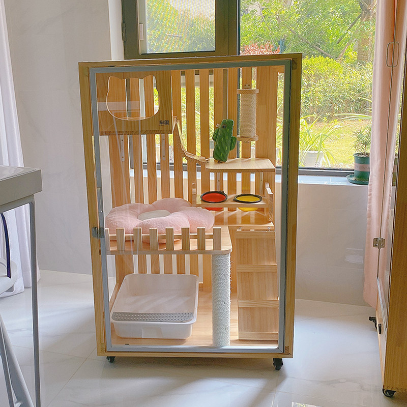 全景猫别墅实木小户型猫窝不占地猫笼一体猫砂盆猫柜室内家用猫屋,宠物/宠物食品及用品,猫笼子/猫别墅,淘宝优惠券,粉丝福利购,淘宝优惠卷