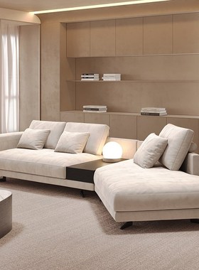 蒙德里安布艺沙发poliform意式极简直排三人位客厅高脚悬浮豆腐块